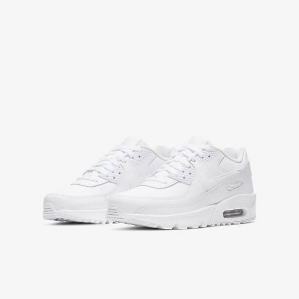 Trampki Dziecięce Nike Air Max 90 LTR Older Białe Metal Srebrne Białe | NK397PQH