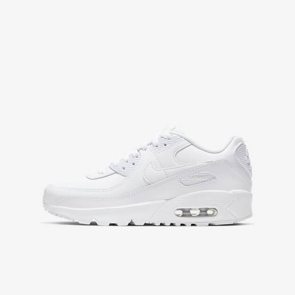 Trampki Dziecięce Nike Air Max 90 LTR Older Białe Metal Srebrne Białe | NK397PQH