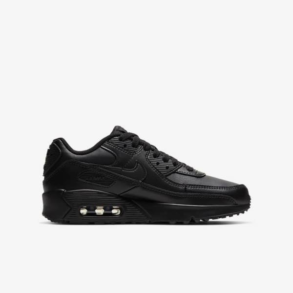 Trampki Dziecięce Nike Air Max 90 LTR Older Czarne Białe | NK704OKN