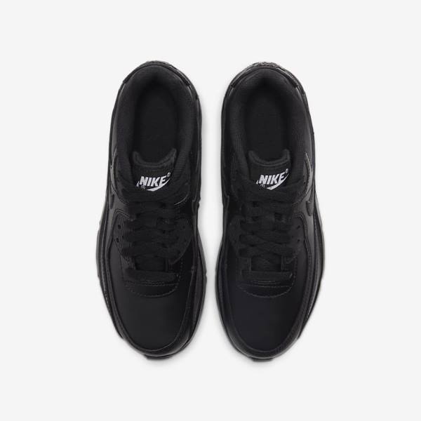 Trampki Dziecięce Nike Air Max 90 LTR Older Czarne Białe | NK704OKN