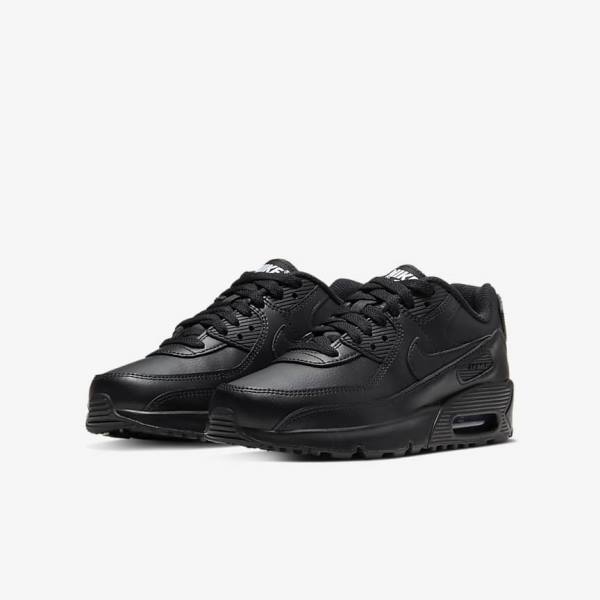 Trampki Dziecięce Nike Air Max 90 LTR Older Czarne Białe | NK704OKN