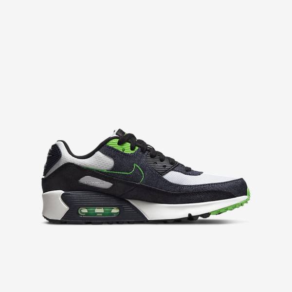 Trampki Dziecięce Nike Air Max 90 LTR SE Older Czarne Zielone Białe Obsidian | NK684KNX