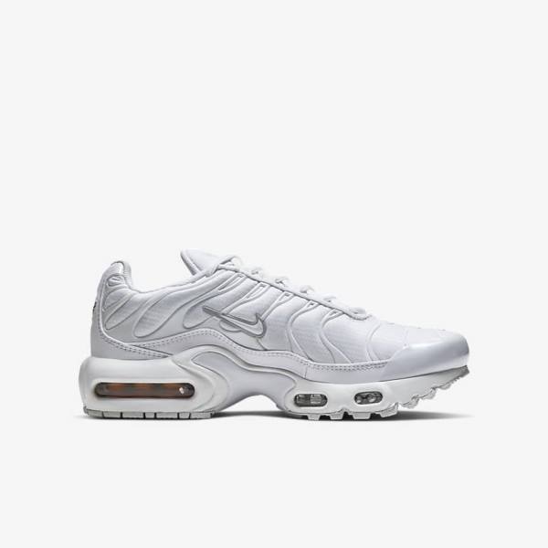 Trampki Dziecięce Nike Air Max Plus Older Białe Metal Srebrne Białe | NK092LDV