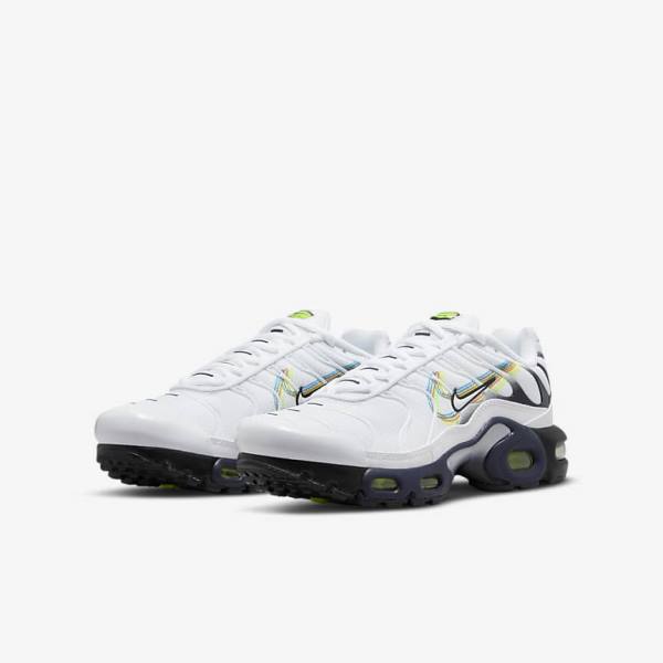 Trampki Dziecięce Nike Air Max Plus Older Białe Szare Niebieskie | NK094XSC