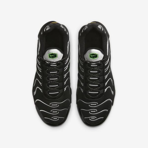 Trampki Dziecięce Nike Air Max Plus Older Czarne Zielone Metal Srebrne Czarne | NK345CLI