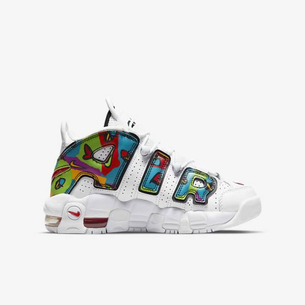 Trampki Dziecięce Nike Air More Uptempo Older Białe | NK029VNH