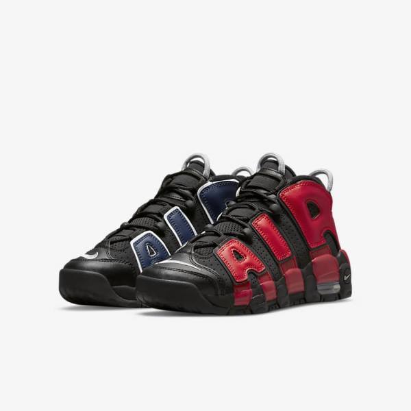 Trampki Dziecięce Nike Air More Uptempo Older Czarne Granatowe Białe Czerwone | NK061OLP