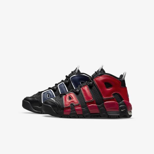 Trampki Dziecięce Nike Air More Uptempo Older Czarne Granatowe Białe Czerwone | NK061OLP