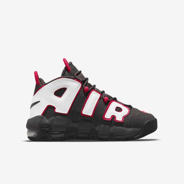 Trampki Dziecięce Nike Air More Uptempo Older Szare Czarne Czerwone Białe | NK914NGD