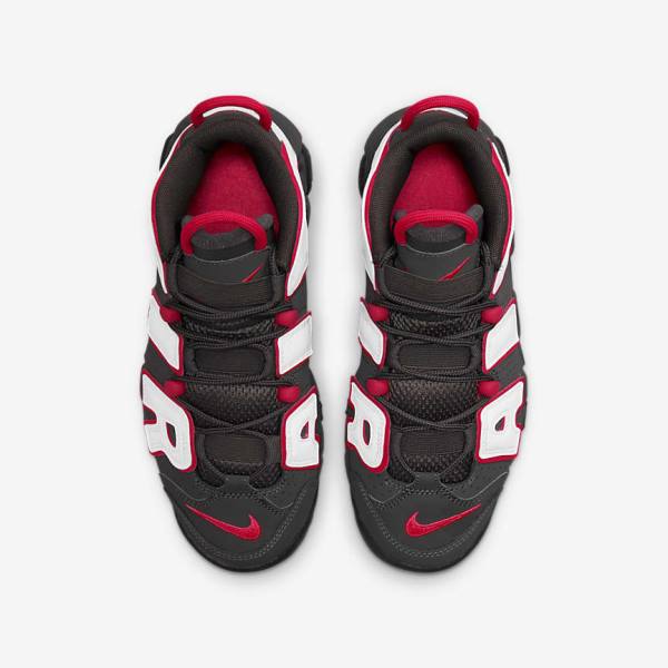 Trampki Dziecięce Nike Air More Uptempo Older Szare Czarne Czerwone Białe | NK914NGD