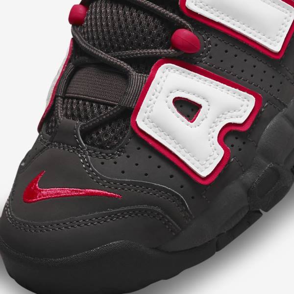 Trampki Dziecięce Nike Air More Uptempo Older Szare Czarne Czerwone Białe | NK914NGD