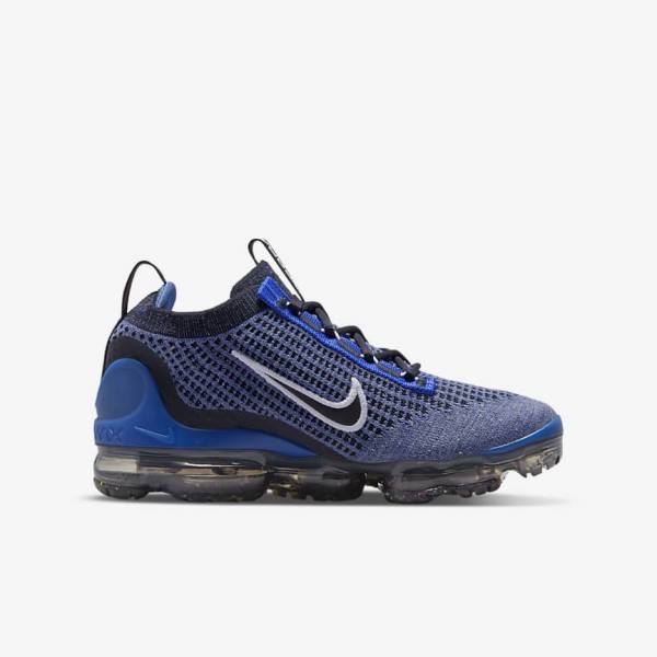 Trampki Dziecięce Nike Air VaporMax 2021 FK Older Królewski Niebieski Białe Ciemny Szare Czarne | NK735RHG