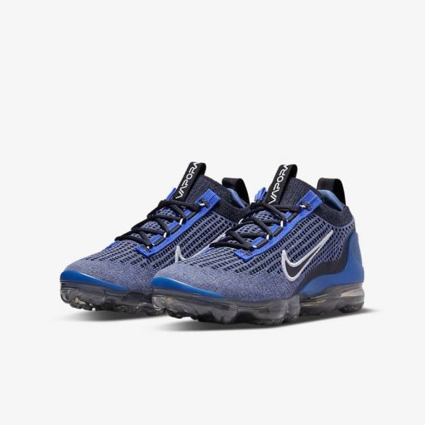 Trampki Dziecięce Nike Air VaporMax 2021 FK Older Królewski Niebieski Białe Ciemny Szare Czarne | NK735RHG