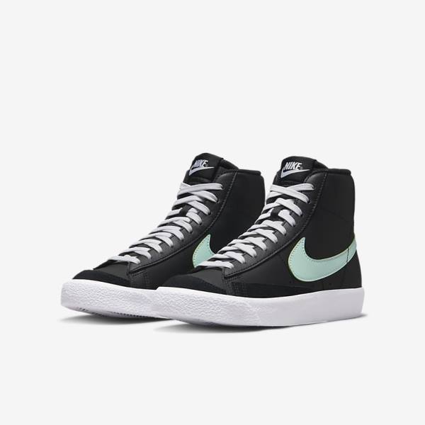 Trampki Dziecięce Nike Blazer Mid 77 Older Czarne Białe Mięta | NK204LNI