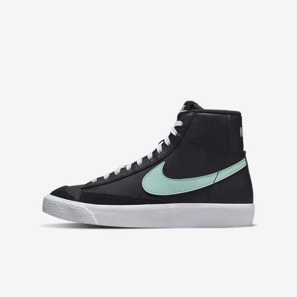 Trampki Dziecięce Nike Blazer Mid 77 Older Czarne Białe Mięta | NK204LNI