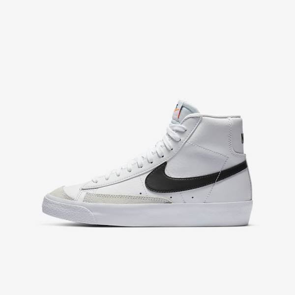 Trampki Dziecięce Nike Blazer Mid 77 Older Białe Pomarańczowe Czarne | NK465MUG