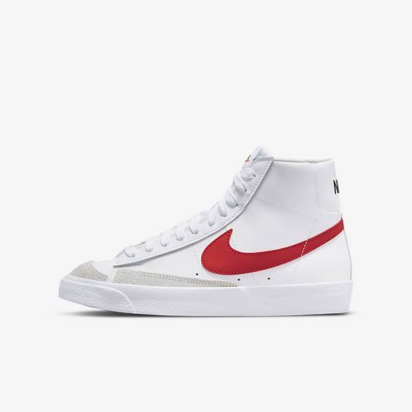 Trampki Dziecięce Nike Blazer Mid 77 Older Białe Niebieskie Czarne Czerwone | NK580SXB