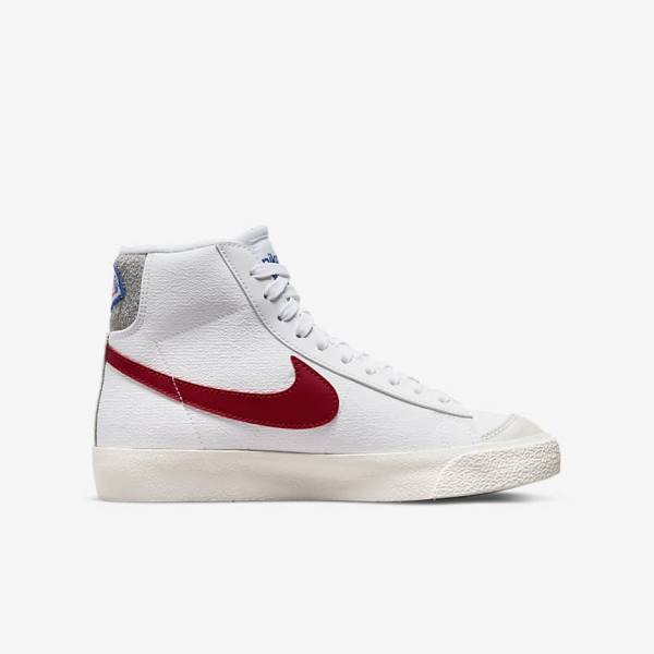 Trampki Dziecięce Nike Blazer Mid 77 Older Białe Głęboka Szare Czerwone | NK625KEN