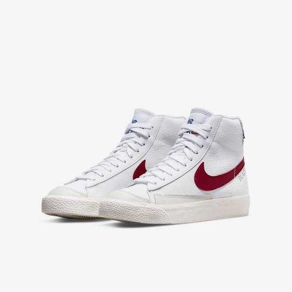 Trampki Dziecięce Nike Blazer Mid 77 Older Białe Głęboka Szare Czerwone | NK625KEN