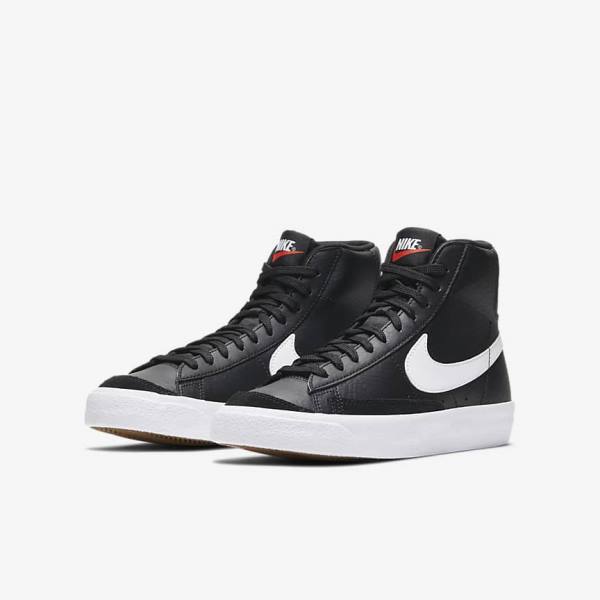 Trampki Dziecięce Nike Blazer Mid 77 Older Czarne Białe Pomarańczowe | NK769HUL