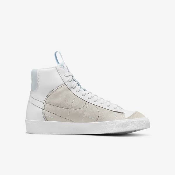 Trampki Dziecięce Nike Blazer Mid 77 SE Dance Older Białe Niebieskie Szare | NK485JHU