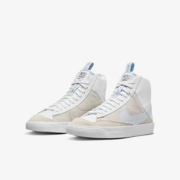 Trampki Dziecięce Nike Blazer Mid 77 SE Dance Older Białe Niebieskie Szare | NK485JHU