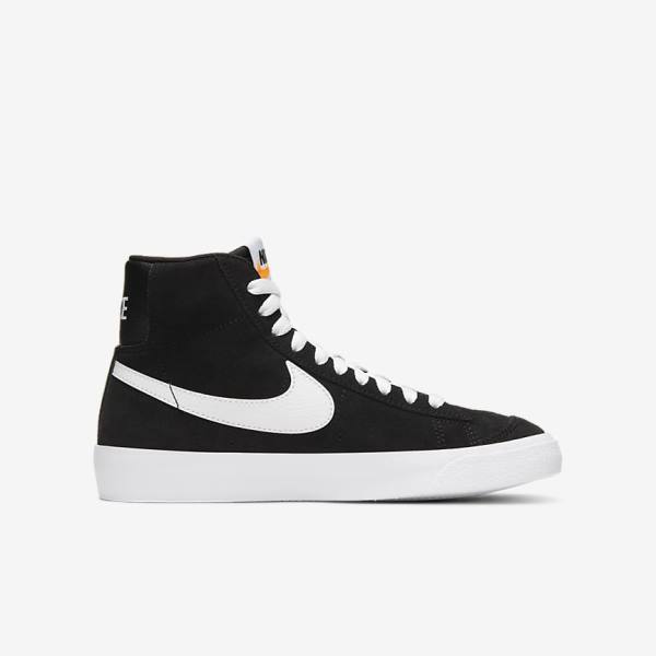 Trampki Dziecięce Nike Blazer Mid 77 Zamszowe Older Czarne Pomarańczowe Białe | NK615XMO