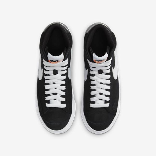 Trampki Dziecięce Nike Blazer Mid 77 Zamszowe Older Czarne Pomarańczowe Białe | NK615XMO