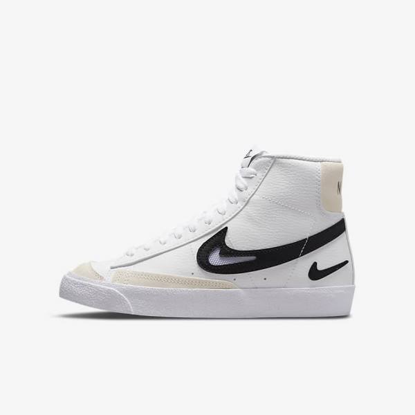 Trampki Dziecięce Nike Blazer Older Białe Czarne | NK857OAZ