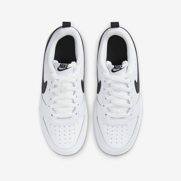 Trampki Dziecięce Nike Court Borough Low 2 Older Białe Czarne | NK563SBY