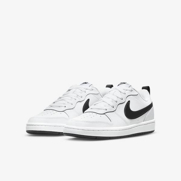 Trampki Dziecięce Nike Court Borough Low 2 Older Białe Czarne | NK563SBY