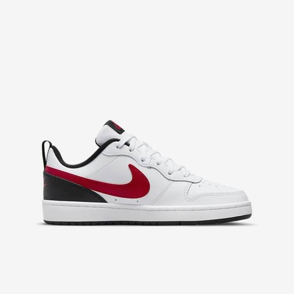 Trampki Dziecięce Nike Court Borough Low 2 Older Białe Czarne Czerwone | NK796XYG