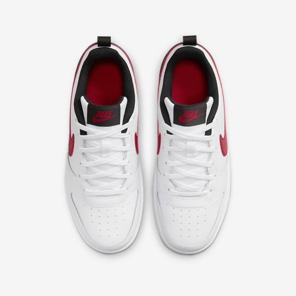 Trampki Dziecięce Nike Court Borough Low 2 Older Białe Czarne Czerwone | NK796XYG