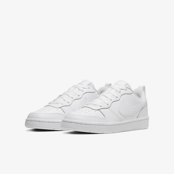 Trampki Dziecięce Nike Court Borough Low 2 Older Białe | NK857ZPN