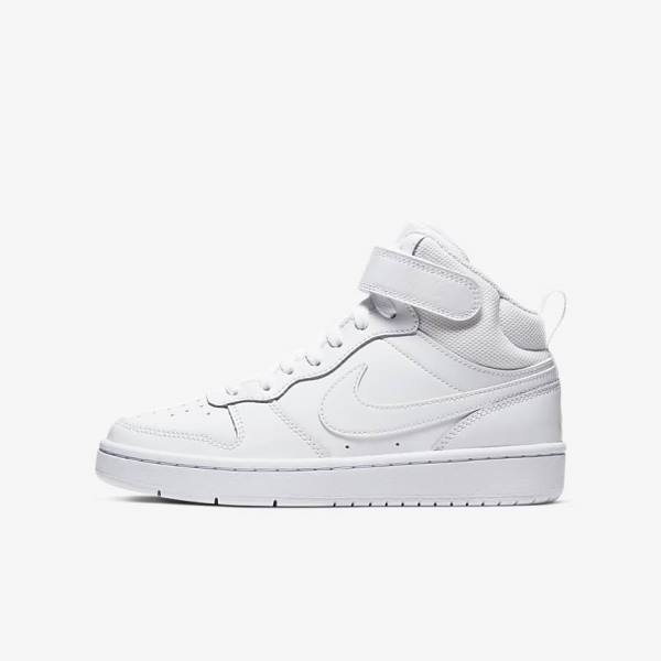 Trampki Dziecięce Nike Court Borough Mid 2 Older Białe | NK312ALC