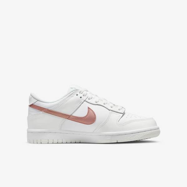 Trampki Dziecięce Nike Dunk Low Older Białe Metal Czerwone Brązowe | NK256BJF