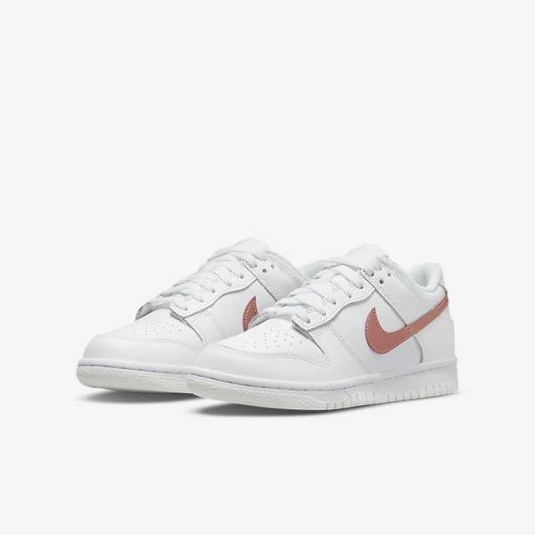 Trampki Dziecięce Nike Dunk Low Older Białe Metal Czerwone Brązowe | NK256BJF