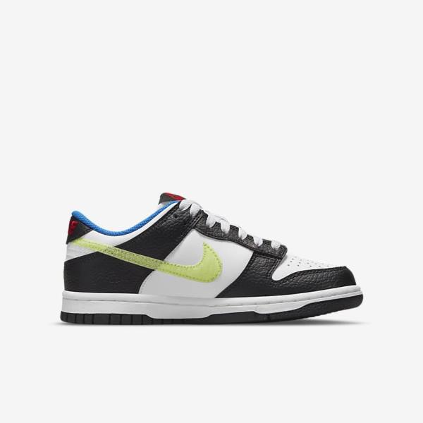 Trampki Dziecięce Nike Dunk Low Older Białe Czarne Niebieskie Głęboka Cytrynowy | NK402XZY