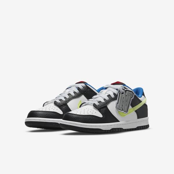 Trampki Dziecięce Nike Dunk Low Older Białe Czarne Niebieskie Głęboka Cytrynowy | NK402XZY