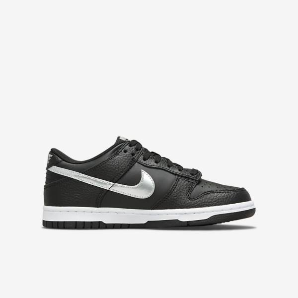 Trampki Dziecięce Nike Dunk Low Older Czarne Szare Białe | NK810LVA