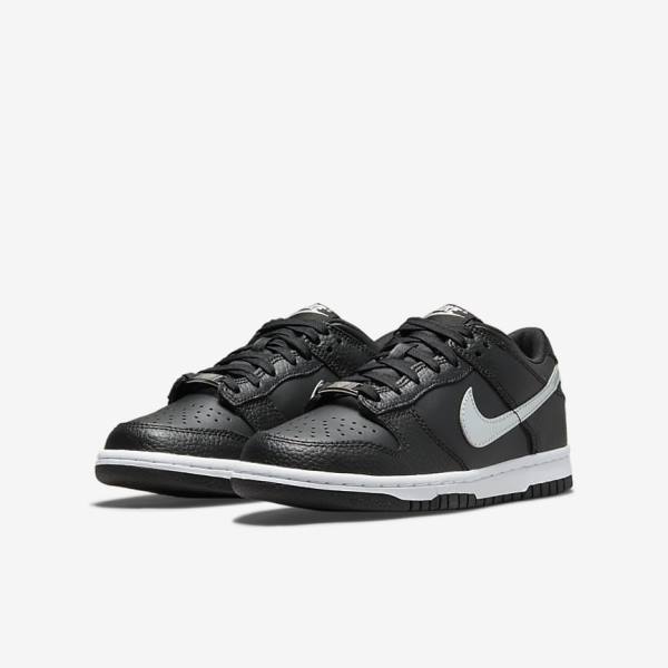 Trampki Dziecięce Nike Dunk Low Older Czarne Szare Białe | NK810LVA