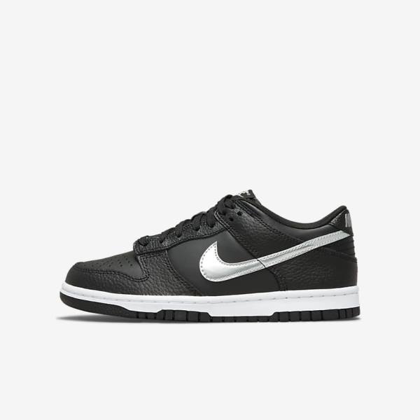 Trampki Dziecięce Nike Dunk Low Older Czarne Szare Białe | NK810LVA