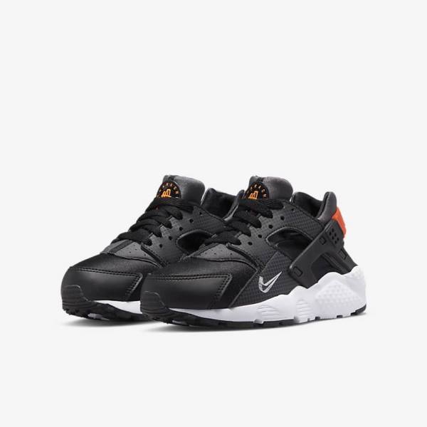 Trampki Dziecięce Nike Huarache Run Older Czarne Pomarańczowe Szare Białe | NK287JVZ