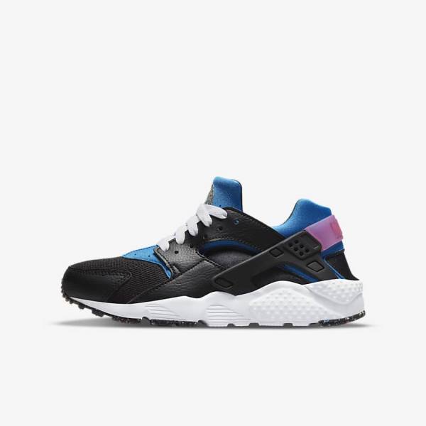 Trampki Dziecięce Nike Huarache Run Older Czarne Głęboka Niebieskie Różowe Mięta | NK601WSC