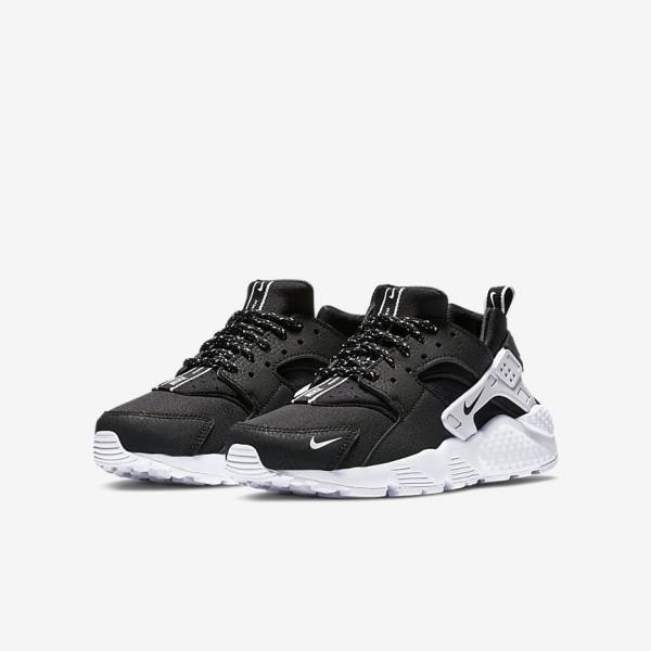 Trampki Dziecięce Nike Huarache SE Older Czarne Białe | NK037XFB