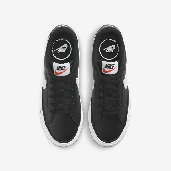 Trampki Dziecięce Nike NikeCourt Legacy Older Czarne Głęboka Brązowe Białe | NK034BJS