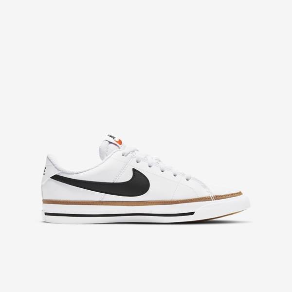 Trampki Dziecięce Nike NikeCourt Legacy Older Białe Głęboka Brązowe Czarne | NK193MYZ