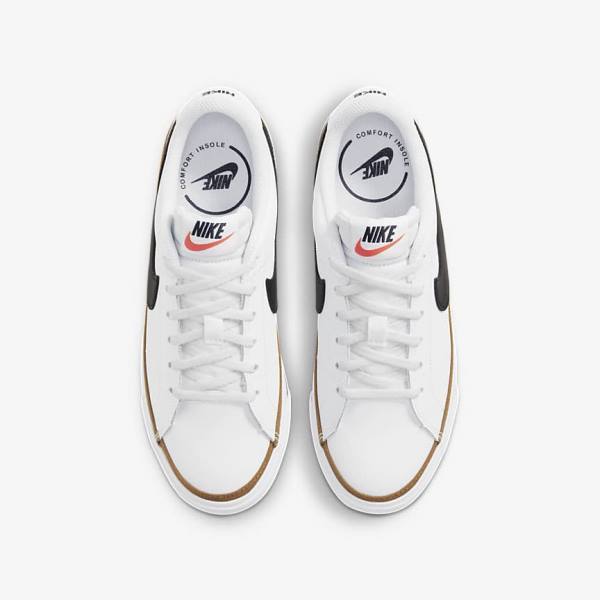 Trampki Dziecięce Nike NikeCourt Legacy Older Białe Głęboka Brązowe Czarne | NK193MYZ