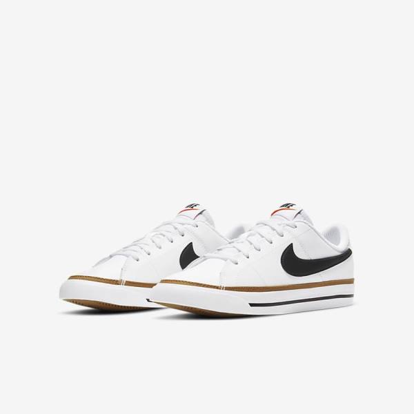 Trampki Dziecięce Nike NikeCourt Legacy Older Białe Głęboka Brązowe Czarne | NK193MYZ