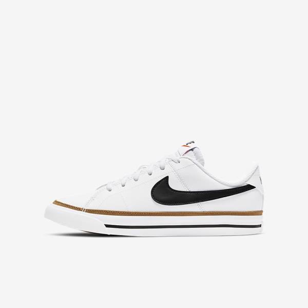 Trampki Dziecięce Nike NikeCourt Legacy Older Białe Głęboka Brązowe Czarne | NK193MYZ